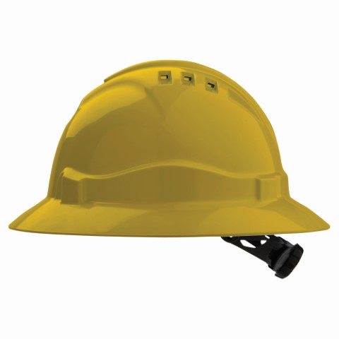 PRO HARD HAT FULL BRIM UNVENTED RATCHET HARNESS - V6 YELLOW